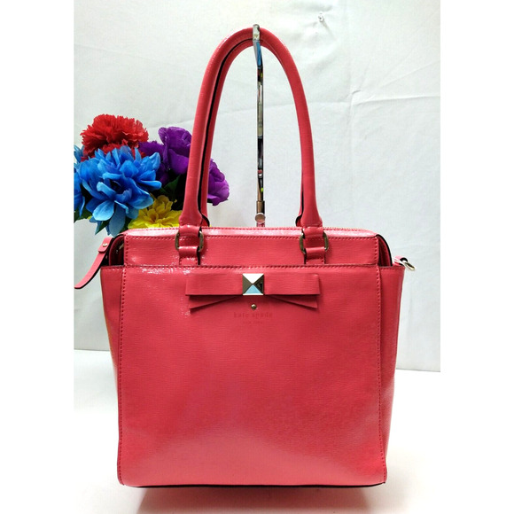 Kate Spade Beacon Court Jeanne Strawberry Red Patent Leather Top Handle Tote Bag - Picture 1 of 13